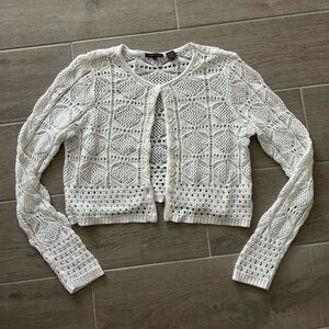 Vintage white and silver Crochet Cardigan
